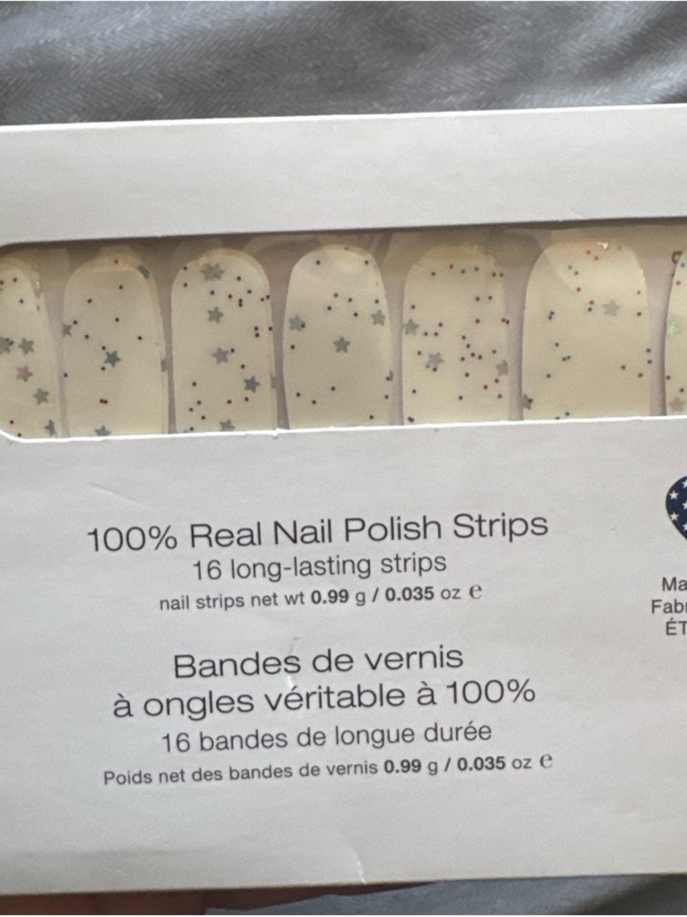 Color Street Nail Polish Strips - Red, Blue, Cream with Silver Stars - Picture 5 of 5
